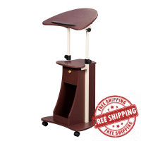 Techni Mobili RTA-B005-CH36 Sit-to-Stand Rolling Adjustable Laptop Cart With Storage, Chocolate